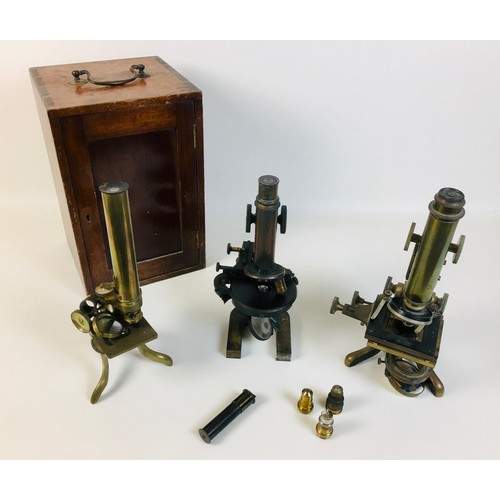 79 - Two Victorian & Edwardian brass reflecting monocular microscopes, with eyepieces marked R&J Beck Ltd... 