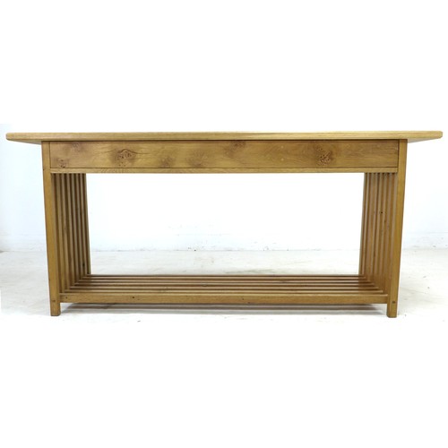 344 - A contemporary oak bespoke handmade sideboard, by Lee Sinclair Furniture, the rectangular surface ov... 