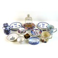A group of ceramics, porcelain and glass items, comprising a Chinese famille rose tankard, a/f crack... 