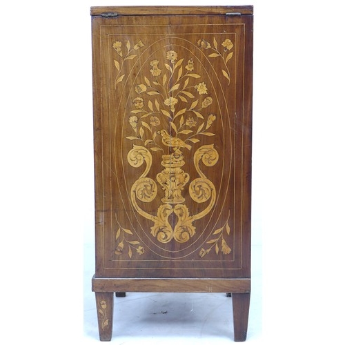 311 - A 19th century Dutch marquetry mahogany wash stand, with double fold out top, tambour slide cupboard... 