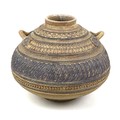Robert Tinnyunt (Burmese, b. 1940): a studio pottery vase, circa 1980, of squat ovoid form with twin... 