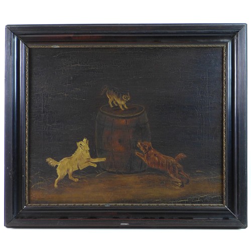 199 - British School (19th century): a canine scene, in naive style after George Armfield, depicting two t... 