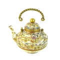 A fine Japanese Satsuma pottery teapot, Meiji period, with gilt metal swing handle, finely painted i... 