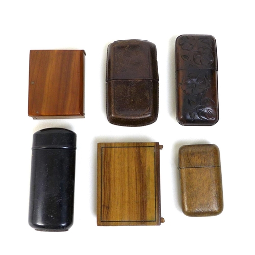 107 - A group of six wooden Victorian and later vesta cases. (5)