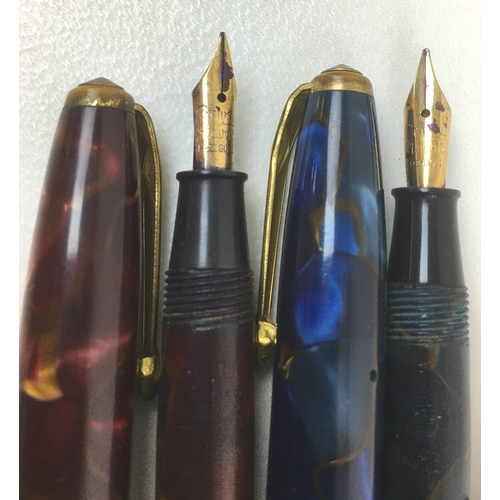 110 - Six 14ct gold nibbed fountain pens, comprising a Parker, three by Conway Stewart, and two Watermans ... 