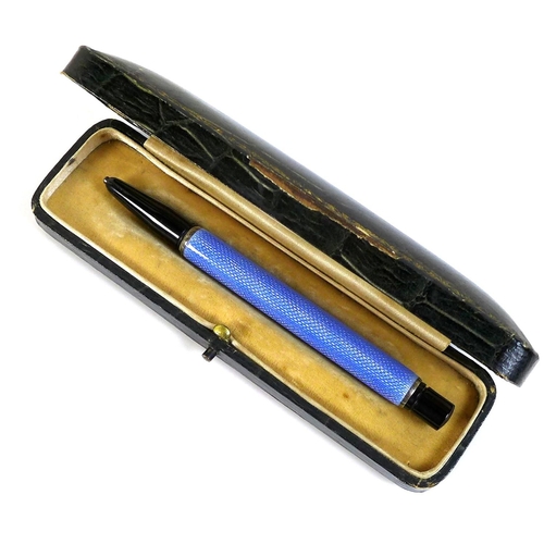 111 - A vintage propelling pencil by Albert Barker Ltd with guilloche enamelled barrel, 10.5cm, in origina... 