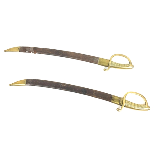 129 - Two 19th century French French Infantry Briquet sabres, both stamped '1837' and with rubbed marks, o... 