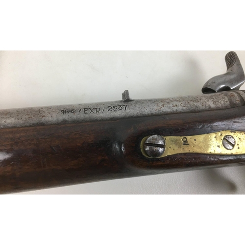 133 - An early 19th century single barrelled percussion cap rifle, walnut stock, stamped 1810, barrel leng... 