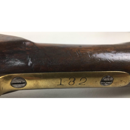 133 - An early 19th century single barrelled percussion cap rifle, walnut stock, stamped 1810, barrel leng... 