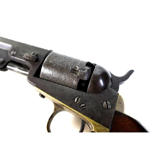 134 - A London marked Colt pocket revolver, five shot patent 1849 type, 4 inch or 10cm octagonal barrels, ... 