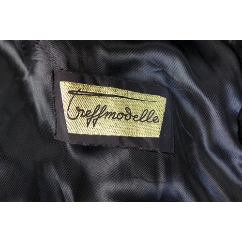 156 - A vintage East German black fur jacket, possibly originally labelled for chinchilla, complete with l... 