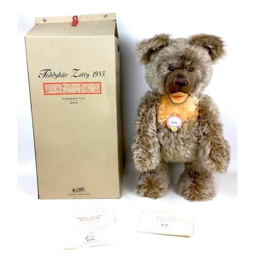 165 - A limited edition Steiff 1953 Zotty bear, 75cm tall, with certificate numbered 724/1500, and origina... 