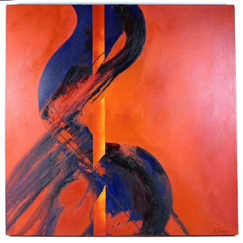 183 - Norah Ranshaw (British, 20th century): 'Untitled IVA', abstract in red, signed bottom right, acrylic... 