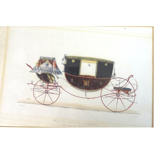 194 - A group of four interesting 19th century prints of coach designs, comprising one titled ‘Dress Coach... 