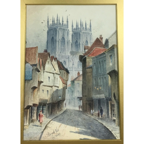 206 - Three 20th century watercolours, comprising a street scene from Falaise, France, titled and indistin... 