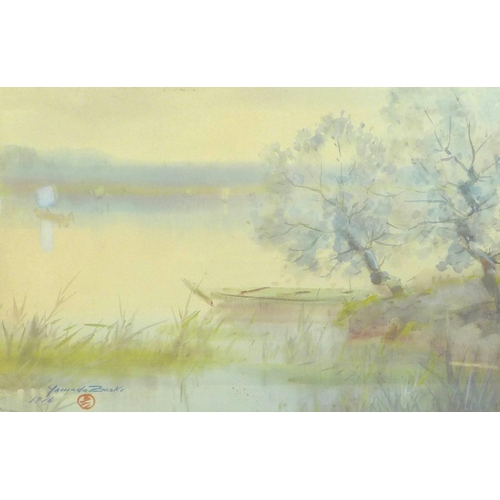 222 - Yamada Baske (Japanese, 1871-1934): two watercolours, each signed and with seal, one possibly of Mou... 