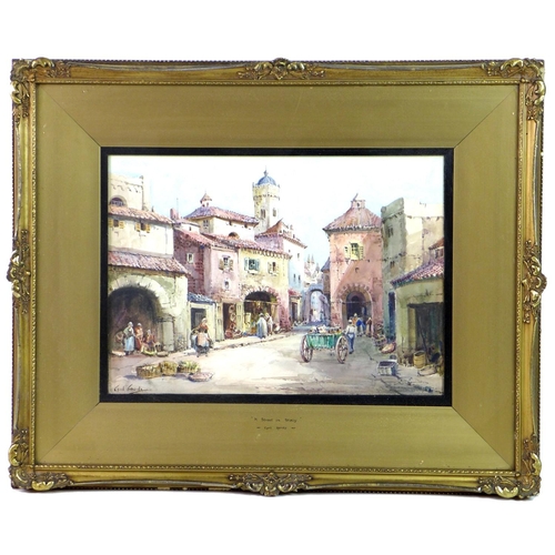 225 - Cyril Hardy (British, 1889-1951): 'A Street in Italy', watercolour, signed and with titled mount, 24... 