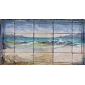 A large Highland Stoneware tile panel, by David Grant, made up of several tiles depicting a highland... 