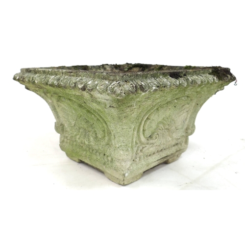 274 - Four Minster square topped stoneware garden planters with tapered sides decorated with shells, 40.5 ... 