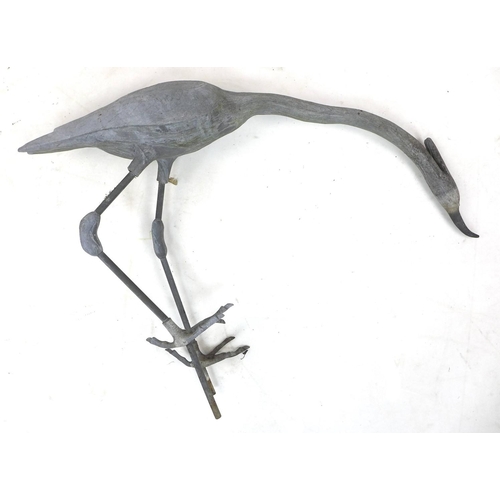 275 - A life size lead Heron garden ornament, 103 by 20 by 70cm high.