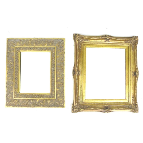 289 - Two modern gilt composition wall mirrors, each with bevelled plates, 65.5 by 5.5 by 75cm high and 56... 