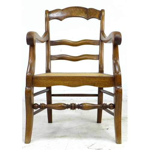 290 - A Continental stained beech open armchair, early 20th century, with shaped three rail back and arms,... 