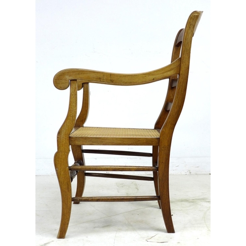 290 - A Continental stained beech open armchair, early 20th century, with shaped three rail back and arms,... 