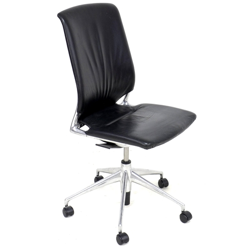 295 - Alberto Meda for Vitra, a vintage leather and chrome desk chair, with black leather seat and back, o... 