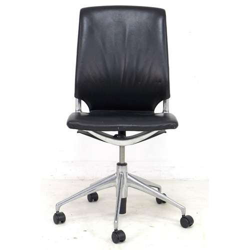 295 - Alberto Meda for Vitra, a vintage leather and chrome desk chair, with black leather seat and back, o... 