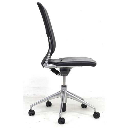 295 - Alberto Meda for Vitra, a vintage leather and chrome desk chair, with black leather seat and back, o... 