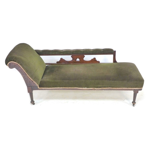 315 - An Edwardian stained oak chaise longue, 176 by 61.5 by 71cm high.