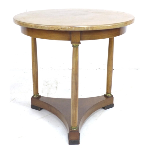 332 - A Continental late 19th century mahogany occasional table, the circular surface raised on three colu... 