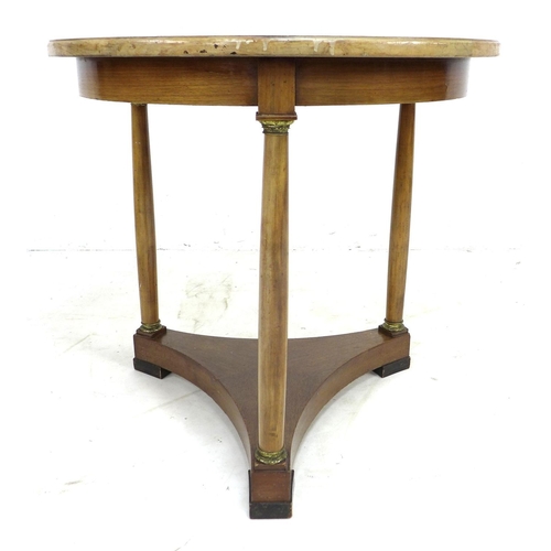 332 - A Continental late 19th century mahogany occasional table, the circular surface raised on three colu... 