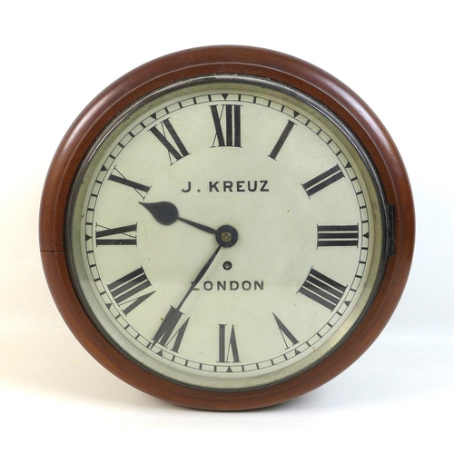 356 - A 19th century mahogany dial clock by J. Kreuz, London, 11