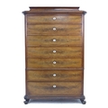 A French 19th century mahogany semainier, the seven drawers with mother of pearl escutcheons, raised... 