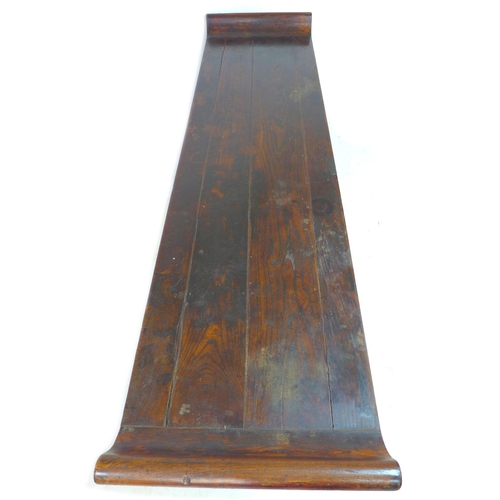 368 - A late 19th century Chinese altar table, the long surface with upturned ends, decorative pierced and... 