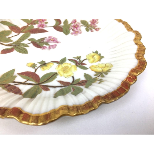 59 - Eight pieces of Victorian Royal Worcester blush ivory wares, all decorated with hand painted flowers... 