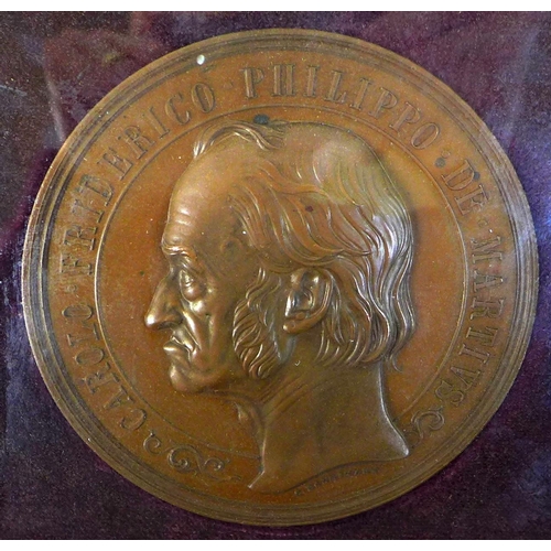 90 - A 19th century bronze medallion, 1864 Bronze Medallion of Carl Friedrich Philipp von Martius by C. R... 