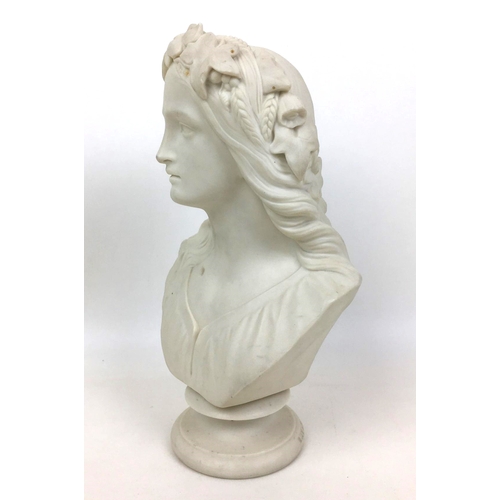 92 - A Copeland parian ware bust of Ophelia, by W.C. Marshall RA, Crystal Palace Art Union, 16 by 10 by 2... 