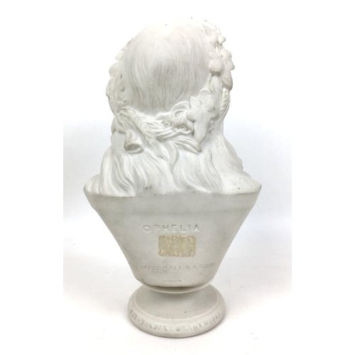 92 - A Copeland parian ware bust of Ophelia, by W.C. Marshall RA, Crystal Palace Art Union, 16 by 10 by 2... 