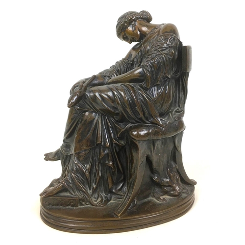 93 - Pierre Jules Cavelier (French, 1814-1894): 'Penelope', a Neoclassical bronze figural sculpture, stam... 
