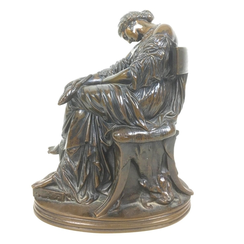 93 - Pierre Jules Cavelier (French, 1814-1894): 'Penelope', a Neoclassical bronze figural sculpture, stam... 