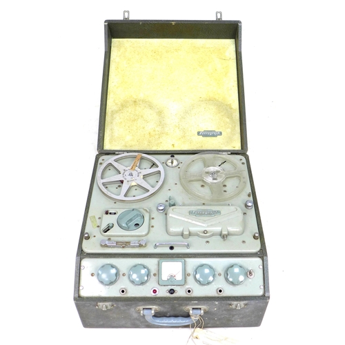 95 - A vintage Ferrograph reel to reel recorder, in grey carry case, 45 by 44 by 25cm, together with The ... 