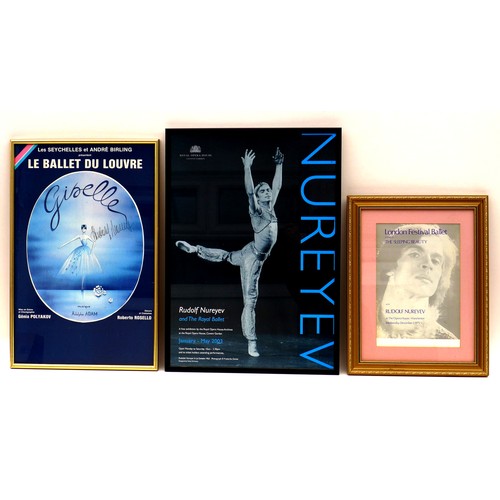 236 - A group of five ballet posters, all featuring Rudolf Nureyev, and one signed by him, together with a... 