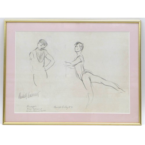 263 - Charlotte Fawley (British, 20th century): 'Nureyev R&J Rehearsal London Festival Ballet', signed by ... 