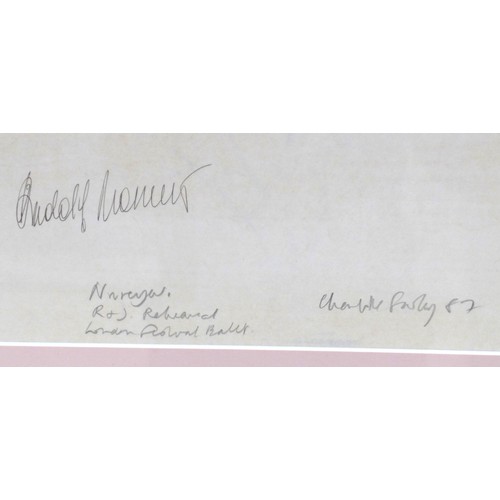 263 - Charlotte Fawley (British, 20th century): 'Nureyev R&J Rehearsal London Festival Ballet', signed by ... 