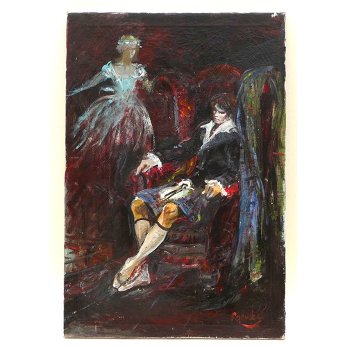 267 - Charlotte Fawley (British, 20th century): Four studies of Rudolf Nureyev, oil / acrylic on canvas, a... 