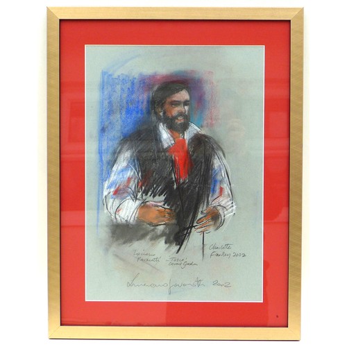 255 - Charlotte Fawley (British, 20th century): 'Luciano Pavarotti in Tosca, Covent Garden', signed in pen... 