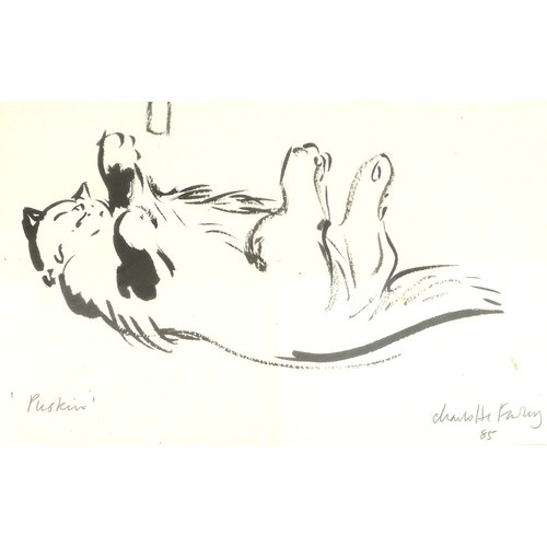 245 - Charlotte Fawley (British, 20th century): three black and white studies, one titled 'Puskin', and a ... 