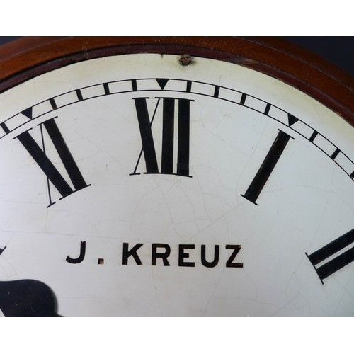 356 - A 19th century mahogany dial clock by J. Kreuz, London, 11